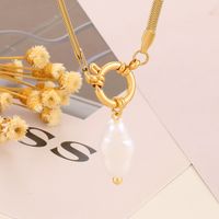 Stainless Steel Imitation Pearl 18K Gold Plated Elegant Retro Plating Square Star Pendant Necklace main image 8