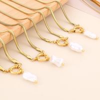 Stainless Steel Imitation Pearl 18K Gold Plated Elegant Retro Plating Square Star Pendant Necklace main image 2