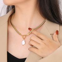 Stainless Steel Imitation Pearl 18K Gold Plated Elegant Retro Plating Square Star Pendant Necklace main image 3