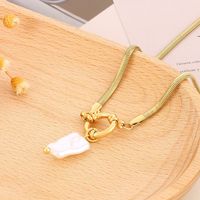 Stainless Steel Imitation Pearl 18K Gold Plated Elegant Retro Plating Square Star Pendant Necklace main image 4