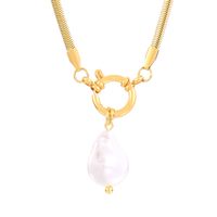 Stainless Steel Imitation Pearl 18K Gold Plated Elegant Retro Plating Square Star Pendant Necklace sku image 1