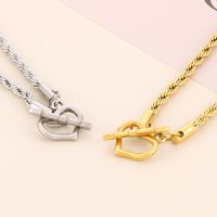Stainless Steel Titanium Steel 18K Gold Plated Retro Cool Style Plating Heart Shape Pendant Necklace main image 6