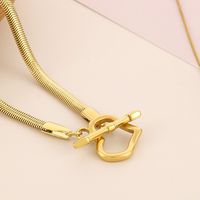 Stainless Steel Titanium Steel 18K Gold Plated Retro Cool Style Plating Heart Shape Pendant Necklace main image 4