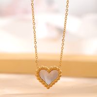 304 Stainless Steel 18K Gold Plated Retro Classic Style Enamel Plating Star Heart Shape Flower Resin Shell Necklace sku image 1