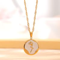 304 Stainless Steel 18K Gold Plated Retro Classic Style Enamel Plating Star Heart Shape Flower Resin Shell Necklace main image 4