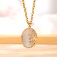 304 Stainless Steel 18K Gold Plated Retro Classic Style Enamel Plating Star Heart Shape Flower Resin Shell Necklace main image 3