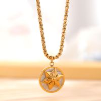304 Stainless Steel 18K Gold Plated Retro Classic Style Enamel Plating Star Heart Shape Flower Resin Shell Necklace main image 2