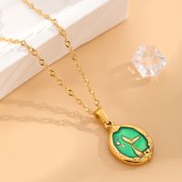 304 Stainless Steel 18K Gold Plated Retro Classic Style Enamel Plating Mermaid Resin Necklace main image 1