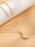 304 Stainless Steel 18K Gold Plated Retro Classic Style Enamel Plating Mermaid Resin Necklace main image 5