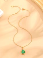 304 Stainless Steel 18K Gold Plated Retro Classic Style Enamel Plating Mermaid Resin Necklace main image 4