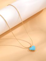 304 Stainless Steel 18K Gold Plated Retro Sweet Classic Style Enamel Plating Heart Shape Resin Pendant Necklace main image 7
