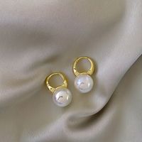 1 Pair Cute Solid Color Beaded Inlay Copper Pearl Gold Plated Earrings main image 1