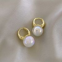 1 Pair Cute Solid Color Beaded Inlay Copper Pearl Gold Plated Earrings main image 2