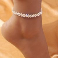 Wholesale Jewelry Beach Solid Color Alloy Rhinestones Silver Plated Anklet sku image 1