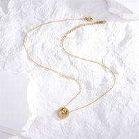 Casual Simple Style Round Number Titanium Steel Polishing Plating Inlay Rhinestones 18k Gold Plated Necklace main image 2