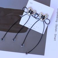 Lolita Heart Shape Bow Knot Alloy Glass Women's Drop Earrings sku image 1