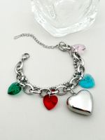 Nordic Style Artistic Heart Shape 304 Stainless Steel Glass Stone Bracelets In Bulk main image 4