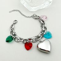 Nordic Style Artistic Heart Shape 304 Stainless Steel Glass Stone Bracelets In Bulk sku image 1