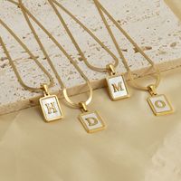 Stainless Steel 18K Gold Plated Casual French Style Plating Inlay Letter Shell Pendant Necklace main image 1