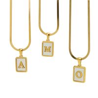 Stainless Steel 18K Gold Plated Casual French Style Plating Inlay Letter Shell Pendant Necklace main image 4