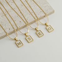 Stainless Steel 18K Gold Plated Casual French Style Plating Inlay Letter Shell Pendant Necklace main image 2
