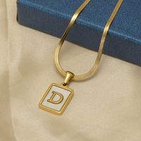 Stainless Steel 18K Gold Plated Casual French Style Plating Inlay Letter Shell Pendant Necklace main image 3
