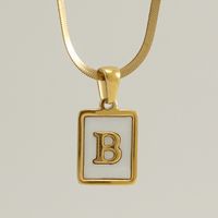 Stainless Steel 18K Gold Plated Casual French Style Plating Inlay Letter Shell Pendant Necklace sku image 2