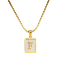 Stainless Steel 18K Gold Plated Casual French Style Plating Inlay Letter Shell Pendant Necklace sku image 6