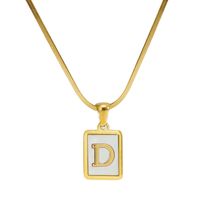 Stainless Steel 18K Gold Plated Casual French Style Plating Inlay Letter Shell Pendant Necklace sku image 4