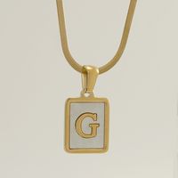 Stainless Steel 18K Gold Plated Casual French Style Plating Inlay Letter Shell Pendant Necklace sku image 7