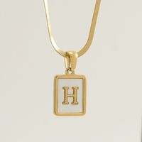 Stainless Steel 18K Gold Plated Casual French Style Plating Inlay Letter Shell Pendant Necklace sku image 8