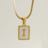 Stainless Steel 18K Gold Plated Casual French Style Plating Inlay Letter Shell Pendant Necklace sku image 9