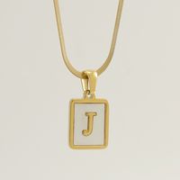 Stainless Steel 18K Gold Plated Casual French Style Plating Inlay Letter Shell Pendant Necklace sku image 10