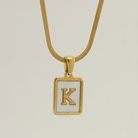 Stainless Steel 18K Gold Plated Casual French Style Plating Inlay Letter Shell Pendant Necklace sku image 11