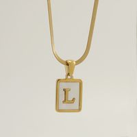 Stainless Steel 18K Gold Plated Casual French Style Plating Inlay Letter Shell Pendant Necklace sku image 12