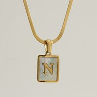 Stainless Steel 18K Gold Plated Casual French Style Plating Inlay Letter Shell Pendant Necklace sku image 14