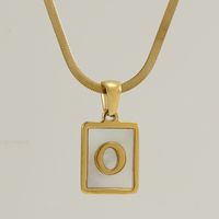 Stainless Steel 18K Gold Plated Casual French Style Plating Inlay Letter Shell Pendant Necklace sku image 15