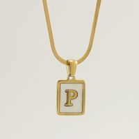 Stainless Steel 18K Gold Plated Casual French Style Plating Inlay Letter Shell Pendant Necklace sku image 16
