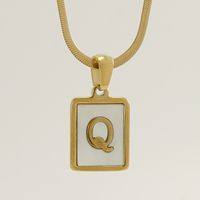 Stainless Steel 18K Gold Plated Casual French Style Plating Inlay Letter Shell Pendant Necklace sku image 17
