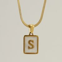 Stainless Steel 18K Gold Plated Casual French Style Plating Inlay Letter Shell Pendant Necklace sku image 19