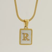 Stainless Steel 18K Gold Plated Casual French Style Plating Inlay Letter Shell Pendant Necklace sku image 18