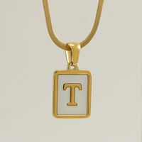 Stainless Steel 18K Gold Plated Casual French Style Plating Inlay Letter Shell Pendant Necklace sku image 20