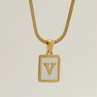Stainless Steel 18K Gold Plated Casual French Style Plating Inlay Letter Shell Pendant Necklace sku image 22