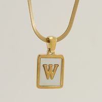 Stainless Steel 18K Gold Plated Casual French Style Plating Inlay Letter Shell Pendant Necklace sku image 23