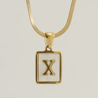 Stainless Steel 18K Gold Plated Casual French Style Plating Inlay Letter Shell Pendant Necklace sku image 24