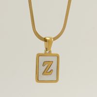 Stainless Steel 18K Gold Plated Casual French Style Plating Inlay Letter Shell Pendant Necklace sku image 26