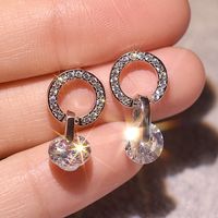 1 Pair Simple Style Round Inlay Sterling Silver Zircon Ear Studs main image 1