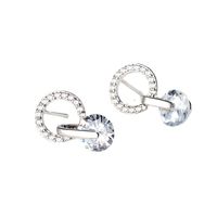 1 Pair Simple Style Round Inlay Sterling Silver Zircon Ear Studs main image 5