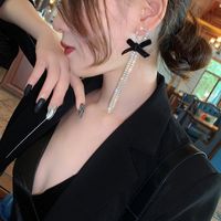 Simple Style Bow Knot Metal Inlay Rhinestones Women's Drop Earrings main image 2