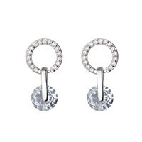 1 Pair Simple Style Round Inlay Sterling Silver Zircon Ear Studs sku image 1